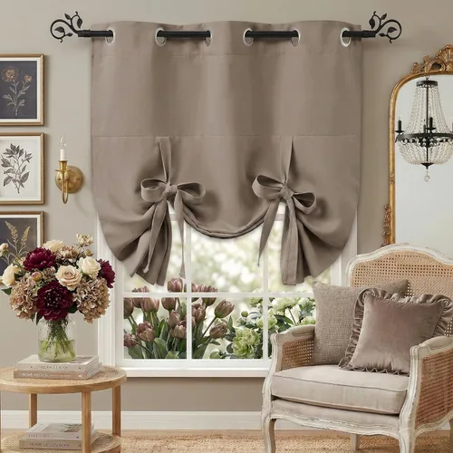 Miniatura 12 de Pony Dance Persianas Opacas para Ventanas - Juego de Cortinas Enrollables y Cenefas Estilo Romano Globo con Ojales en la Parte Superior para Verde