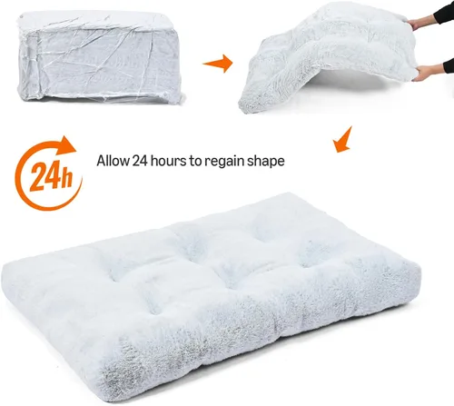 Miniatura 6 de Amazon Basics Cama grande para perro para jaula, colchón grande lavable para perro para perrera, antideslizante, 42x28x4 pulgadas