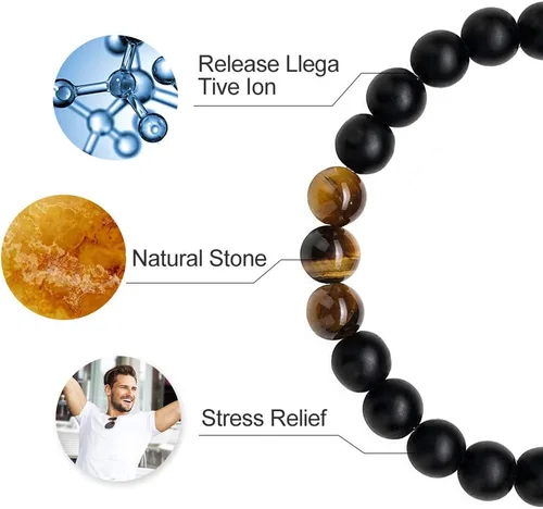 Miniatura 5 de M MOOHAM Bracelets for Men Christmas Gifts - 8mm Natural Tiger Eye Matte Agate Lava Rock Bracelets Set for Men, Birthday Christmas Gifts for Dad