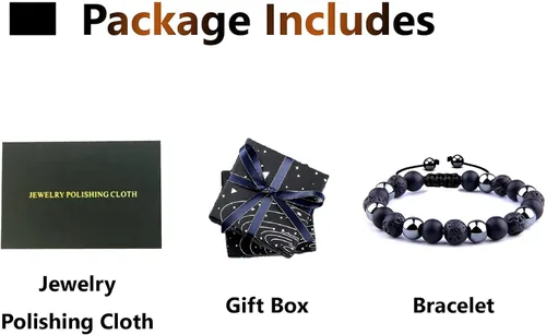 Miniatura 6 de Pulsera de triple protección para traer suerte y prosperidad hematita negra obsidiana ojo de tigre, pulsera Fengshui para mujeres y hombres