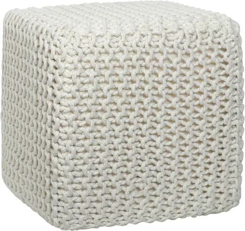 Miniatura 12 de Puf Cotton Craft tejido a mano con estilo de cable Dori Pouf, otomano para el piso, 100 % algodón trenzado, hecho y cosido a mano, un asiento único