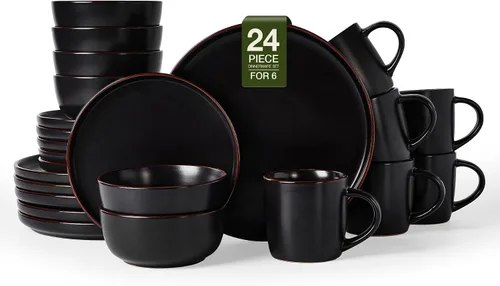 Miniatura 28 de Famiware - Juegos de vajilla Mercury con tazas, servicio para 4 (16 piezas), juegos de platos y cuencos, juego de platos apto para microondas