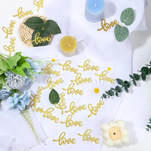 Miniatura 3 de Sumind 100 piezas doradas para mesa de boda, confeti con purpurina, confeti de compromiso, mesa de compromiso, decoración de despedida de soltera