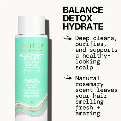 Miniatura 3 de Pacifica Champú Clarificante – Champú Purificante y Revigorante de Romero con Menta Calmante para Desintoxicar el Cabello y el Cuero Cabelludo, Sin