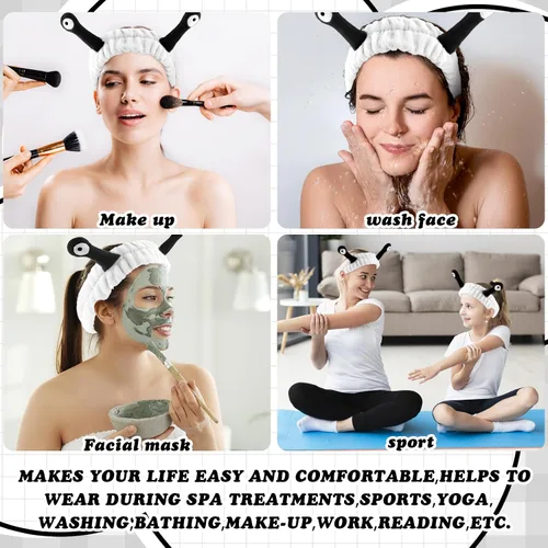 Miniatura 6 de Sibba Diadema de lavado facial, diademas de caracol, bandas para el cabello de spa, diademas de maquillaje, lindas diademas de forro polar coral
