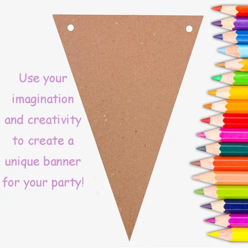 Miniatura 2 de Paquete de 3 pancartas de papel kraft para manualidades, 36 banderines triangulares de 6.8 x 5.1 pulgadas, decoraciones de aula de Navidad, fiestas