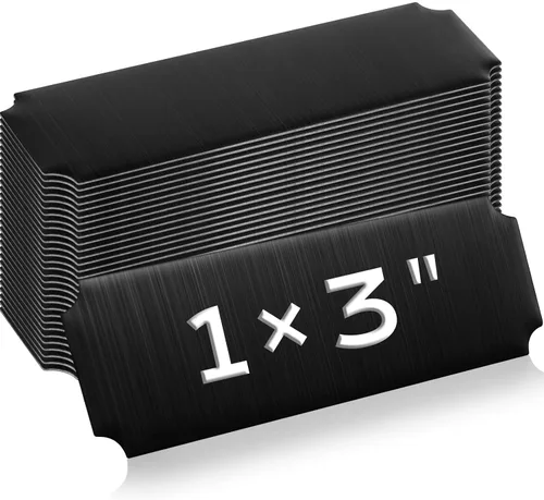 Miniatura 7 de Therwen 30 Piezas Placas de Nombre Grabadas con Láser de Acero Inoxidable Cepillado Placa Personalizada Placa en Blanco Etiqueta de Nombre Negro