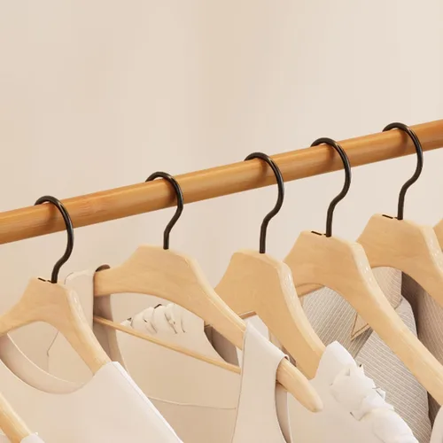 Miniatura 8 de Perchero de Ropa de Bambú, Perchero con Cajones y Estantes, Estantes de Almacenamiento de 5 Niveles con 6 Ganchos para Colgar, Armario Closet