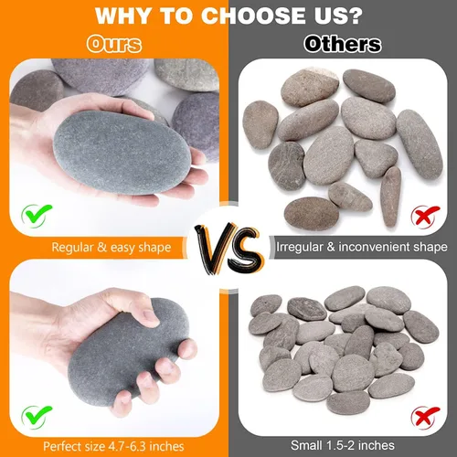 Miniatura 3 de Piedras de Río para pintar, 6 piezas extra grandes de 4.7 a 6.3 pulgadas, piedras planas y lisas para pintar para niños, manualidades, pintura a