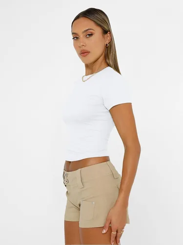 Miniatura 4 de AUTOMET - Camisetas básicas de manga corta para mujer, para verano, entrenamiento o gimnasio, con cuello redondo, ropa moderna estilo Y2K