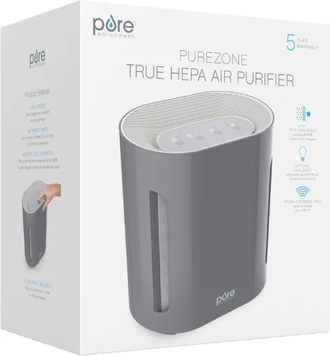 Miniatura 9 de Pure Enrichment PureZone - Purificador de aire para dormitorio y sala de estar, filtración de 4 etapas y luz UV-C, el filtro HEPA H13 ayuda a Gris
