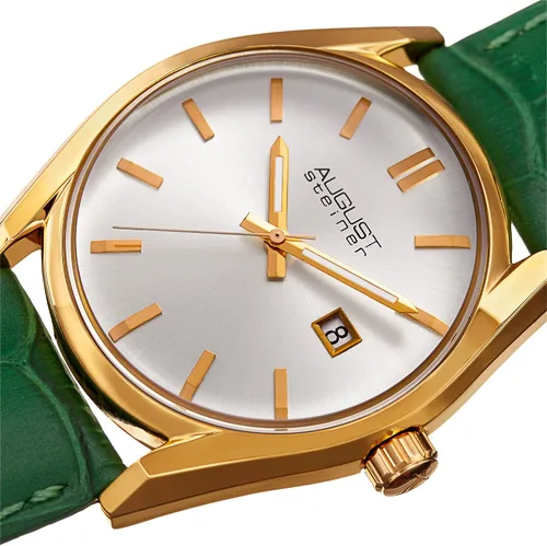 Miniatura 2 de August Steiner AS8221 - Reloj radiante para mujer, con ventana de fecha, correa de piel auténtica en relieve de cocodrilo