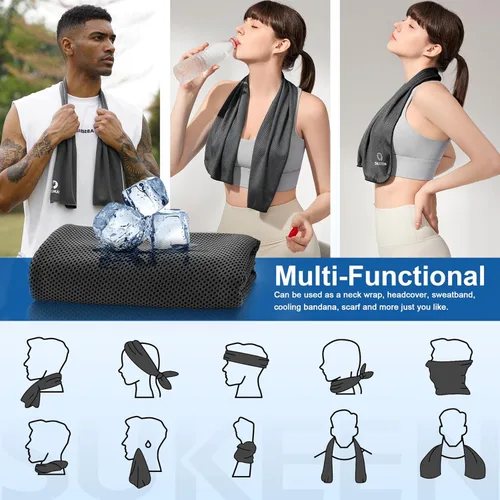 Miniatura 5 de Sukeen Toallas de enfriamiento para cuello y cara (40" x 12"), paquete de 6 toallas de enfriamiento, toallas de enfriamiento de microfibra