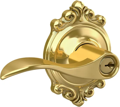 Miniatura 2 de SCHLAGE - Manija Accent con cerradura que se abre con llave y una moldura Brookshire en latón brillante Bright Brass