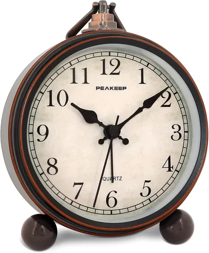 Miniatura 8 de Peakeep 4" Pequeño Reloj Despertado Retro Analógico a Batería para Decoración de Habitación, Reloj de Noche Silencioso Elegante para Escritorio