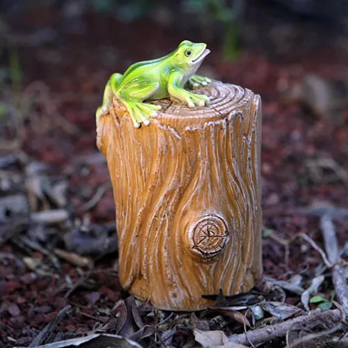 Miniatura 4 de Ocultar una llave fuera de la figura de tocón de rana decorativa para ocultar llaves al aire libre, llaves de repuesto para casa, caja de seguridad
