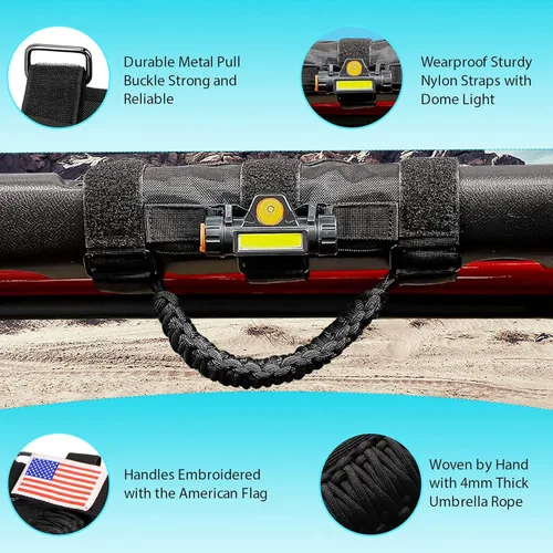 Miniatura 2 de GAIZON Paquete de 4 asas de agarre para Jeep Wrangler, accesorios Sahara Freedom Rubicon CJ YJ TJ JL JK LJ JLU JKU, Gladiator JT 1955-2023, Negro