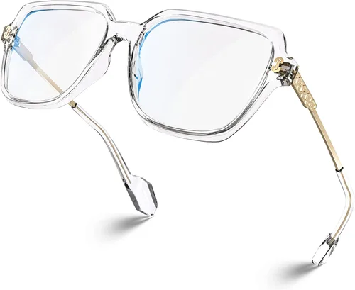Miniatura 21 de VISOONE - Paquete de 2 anteojos de bloqueo de luz azul de gran tamaño con elegante marco cuadrado TR90 y patillas metálicas para mujeres y hombres