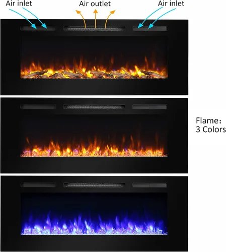 Miniatura 2 de PuraFlame Alice - Chimenea eléctrica de 50 pulgadas empotrable, montaje enrasado para 2 x 6 pernos, juego de troncos y cristal, calentador de 1500