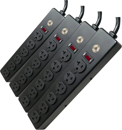 Miniatura 10 de Southwire Regleta de alimentación montable, 20 amperios, enchufe y receptáculo NEMA 5-20, 6 tomacorrientes, todo de metal para uso en garaje y Negro