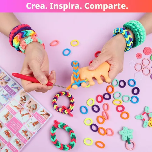Miniatura 7 de IQBOX Kit de fabricación de pulseras, artes y manualidades para niñas de 8 a 12 años, telar de tejido, bandas de arco iris, juguetes de bricolaje