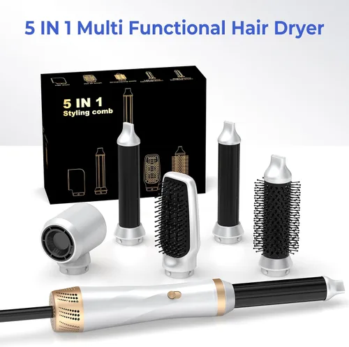 Miniatura 9 de Cepillo secador de pelo 5 en 1, juego de cepillos secadores de pelo con rizador de aire, cepillo de secado iónico negativo, herramienta de pelo Oro