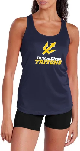 Miniatura 236 de Camiseta deportiva sin mangas oficial de NCAA Collegiate para mujer, con espalda cruzada, colección con logotipo primario