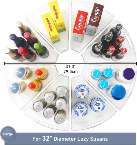 Miniatura 2 de Leeden Lazy Susan Organizador para esquina Lazy Susan de 32 pulgadas de diámetro, contenedores de almacenamiento de plástico para gabinete de cocina