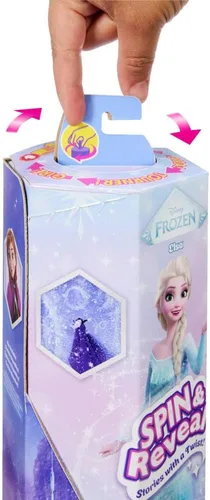 Miniatura 3 de Mattel Disney Frozen Elsa - Juego de muñecas de moda, gira y revela con 11 sorpresas, incluyendo 5 accesorios, 5 calcomanías y escena de juego