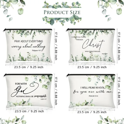 Miniatura 2 de Saintrygo 4 piezas de regalos inspiradores de Pascua cristiana para mujeres, estuche para lápices de la Biblia cristiana, bolsas de maquillaje