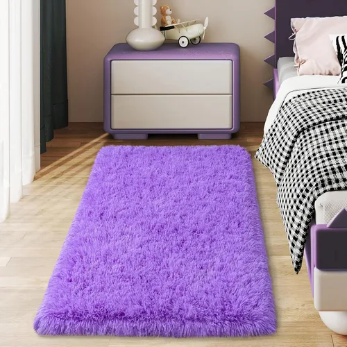 Miniatura 35 de Alfombras suaves para pasillos de dormitorio, nuevas, con parte inferior antideslizante mejorada, de 2 x 3, alfombra esponjosa y peluda verde