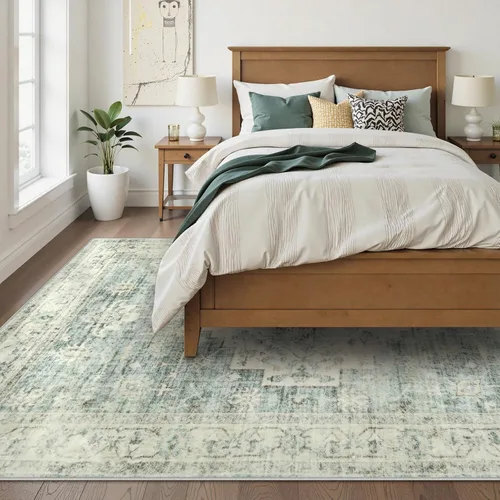 Miniatura 4 de LIVEBOX Alfombra lavable de 5 x 7 pies, para sala de estar, dormitorio, antideslizante, estilo bohemio, para interiores, para comedor, oficina