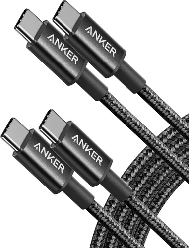 Cable USB C a USB C de Anker, cable de carga rápida tipo C de 60W (1.8 m, paquete de 2) para iPhone 17 Serie, iPad mini 6 y más (Negro)