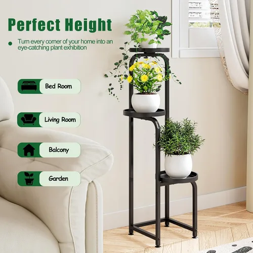 Miniatura 2 de INGIORDAR - Soporte para plantas de interior y exterior, estante de metal de 3 niveles para múltiples plantas, soportes de flores de esquina
