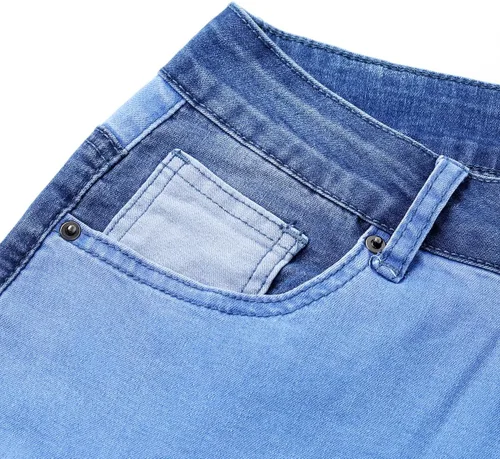 Miniatura 4 de vanberfia - Pantalones elásticos de cintura media para mujer, diseño retazos de mezclilla