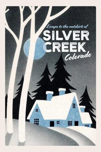 Póster laminado de escape a las afueras de Silver Creek Colorado Fantasy Travel Horror Retro Vintage Poster de borrado en seco, arte de pared de 12
