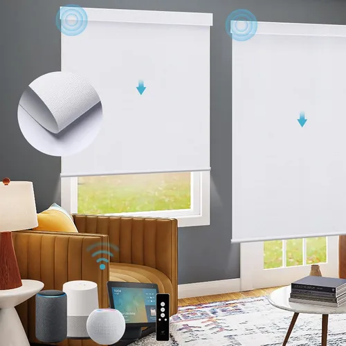 Miniatura 48 de SmartWings Persianas Motorizadas con Sombras para Ventana Control Remoto Funciona con Thread Apple Homekit Z-Wave Alexa 100% Blackout de Doble Cara