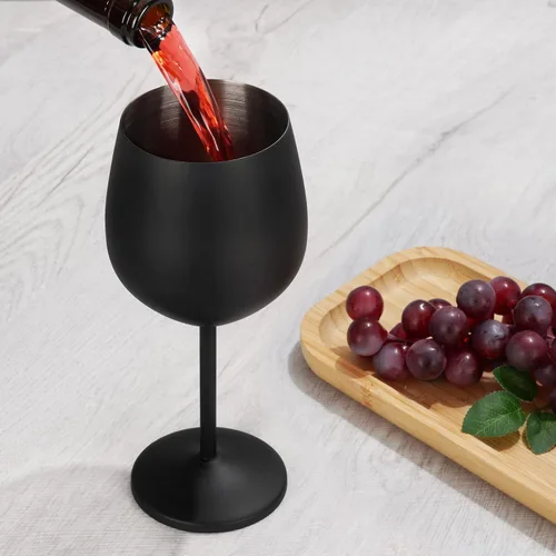 Miniatura 3 de Lifecapido Copas de Vino de Acero Inoxidable, Copas de Vino con Tallo de Acero Inoxidable de 18 oz, Copas de Vino de Metal con Tallo con Cepillo