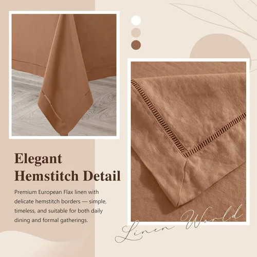 Miniatura 3 de Linen World - Mantel de lino de otoño de 55 x 55 pulgadas, mantel rectangular lavable de lino francés para comedor, al aire libre, bodas