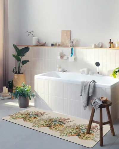 Miniatura 5 de Tapete de baño antideslizante con hojas y calabazas, de secado rápido y absorbente, de tierra de diatomeas, para fregadero de cocina, lavable