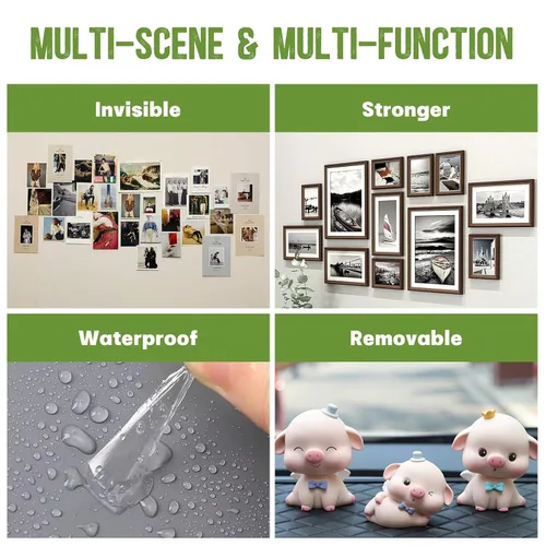 Miniatura 6 de 105 piezas de puntos adhesivos de doble cara, 0.79" de masilla adhesiva transparente removible, puntos adhesivos impermeables sin residuos