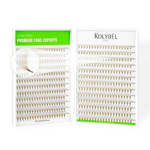 Miniatura 23 de 500 abanicos de pestañas postizas premontados 10D abanicos de pestañas postizas premontados 0.07 D rizados 8-15mm abanicos de pestañas postizas