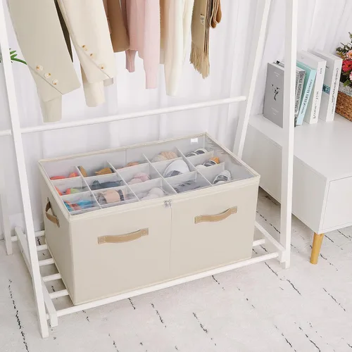 Miniatura 4 de TOPIA HOME Organizador de zapatos para armario, caja de zapatos plegable con divisores ajustables y cubierta transparente, organizador