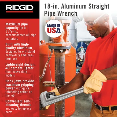 Miniatura 6 de RIDGID 31642 Modelo 152 Cortador de tubos de acción rápida (1/4 pulgadas a 2-5/8 pulgadas) + llave de tubo recta de aluminio RIDGID 31100 modelo 818