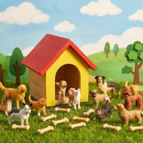 Miniatura 3 de Zhanmai Juego de 32 mini figuras de perro, figuras realistas de animales de cachorro, juego de raza de plástico pintado a mano, recuerdos de fiesta