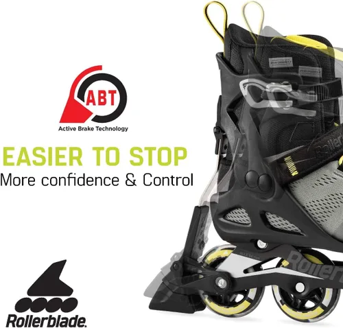Miniatura 5 de Rollerblade Macroblade 80 ABT - Patines en línea para hombre, color plateado y amarillo neón, patines en línea de rendimiento