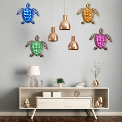 Miniatura 6 de Surakey Decoración de pared de tortuga marina de metal, decoración de pared de tortuga marina, adorno colgante de animales para el hogar