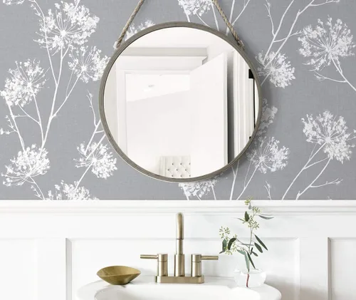 Miniatura 4 de NextWall One O'Clocks - Papel tapiz botánico para despegar y pegar (gris cala)