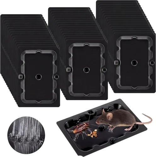 Miniatura 13 de Qualirey Paquete de 12 trampas de pegamento para ratones de 4.6 x 3.2 pulgadas, trampas adhesivas precebadas para ratones, ratas, cucarachas, Negro