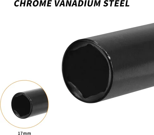 Miniatura 4 de 1/2" Drive by 0.669 in Deep Impact Socket, acero CR-V tratado térmicamente 8" de longitud, tamaños métricos de 6 puntos